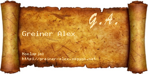 Greiner Alex névjegykártya